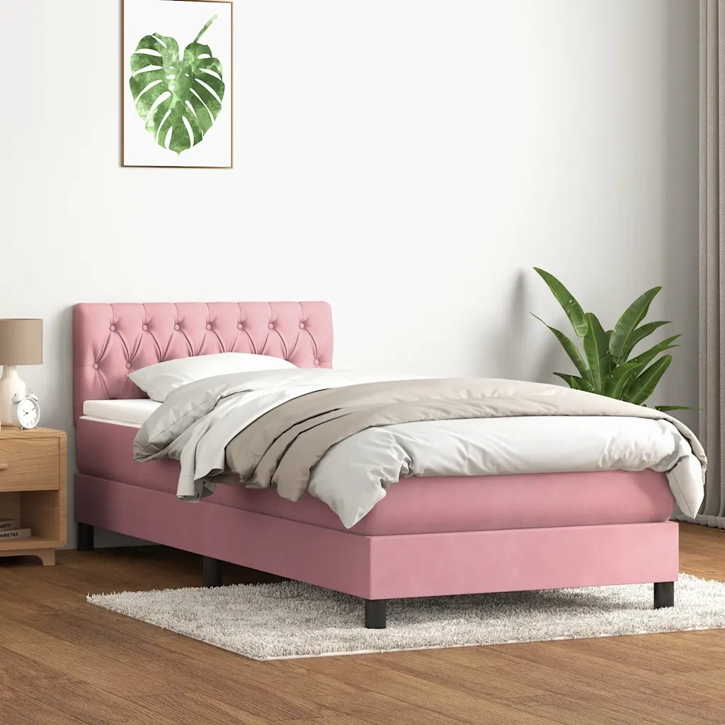 Giroletto a Molle con Materasso Rosa 80x220 cm Velluto 3316526