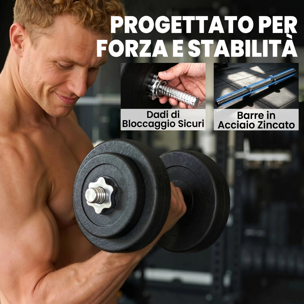 Set manubri da palestra 50 kg ¨C zephmum ¨C acciaio e plastica PE nero