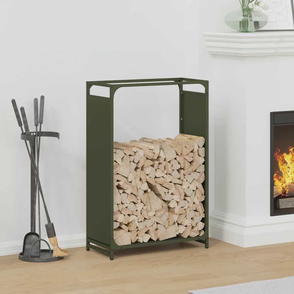 Rastrelliera per Legna da Ardere Verde Oliva 60x28x90 cm CFW3413430
