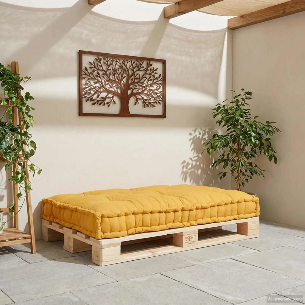 Cuscino per Divano Pallet Giallo 120 x 80 x 12 cm Tessuto 4019094