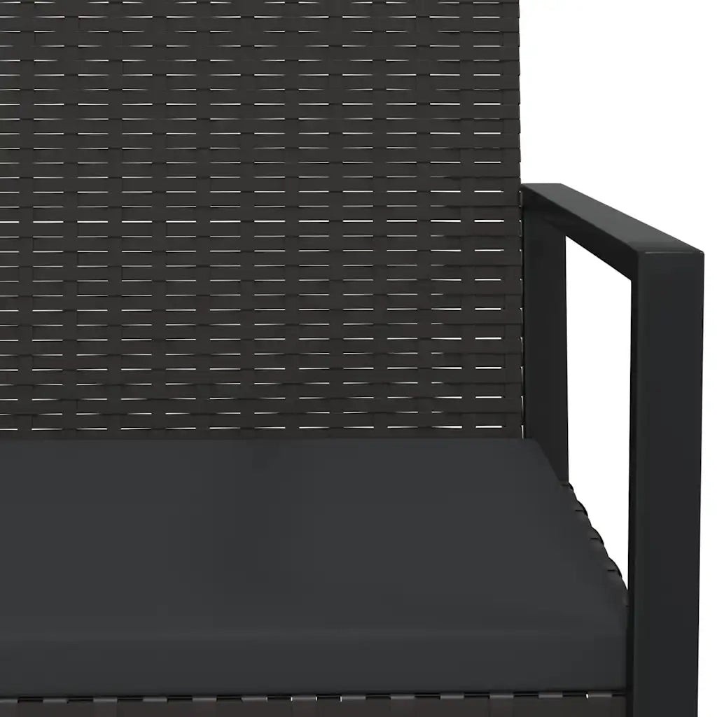 Set Divani da Giardino 3 pz | Set Salotto da Giardino con Cuscini Nero in Polyrattan
