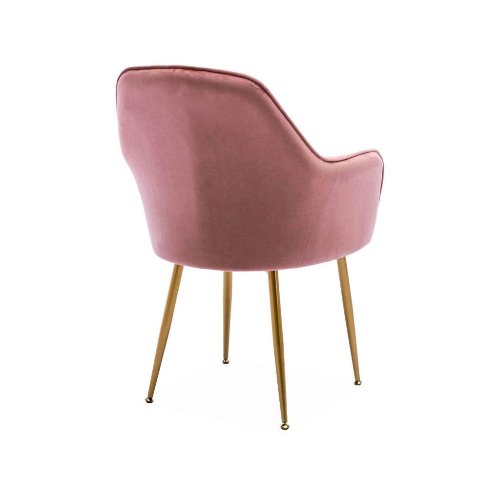 Set di 4 poltrone in velluto con gambe in metallo, rosa antico