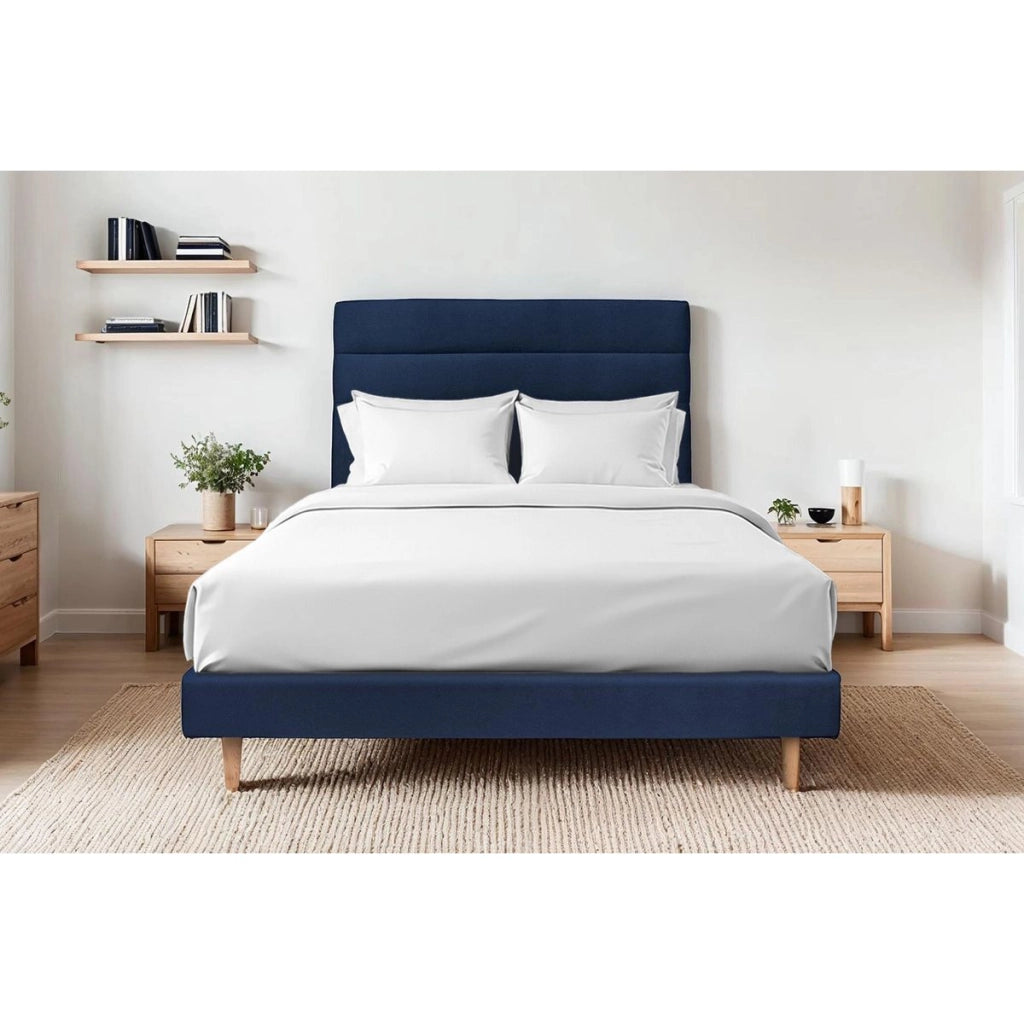 Letto 150x190 cm con testiera in linea - Tessuto velluto