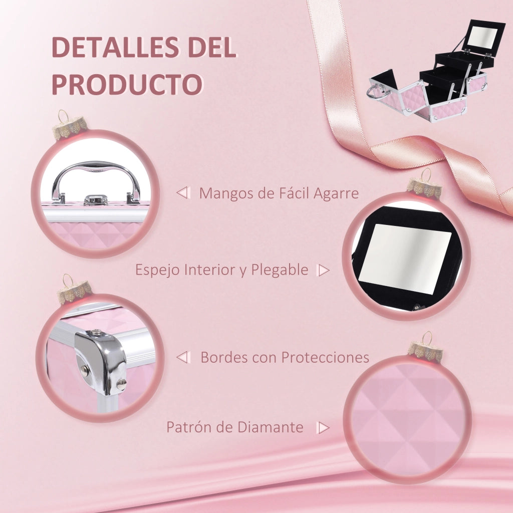 Beauty Case Professionale ¨C Xylo ¨C Alluminio con Specchio e Lucchetto 20x15x15cm