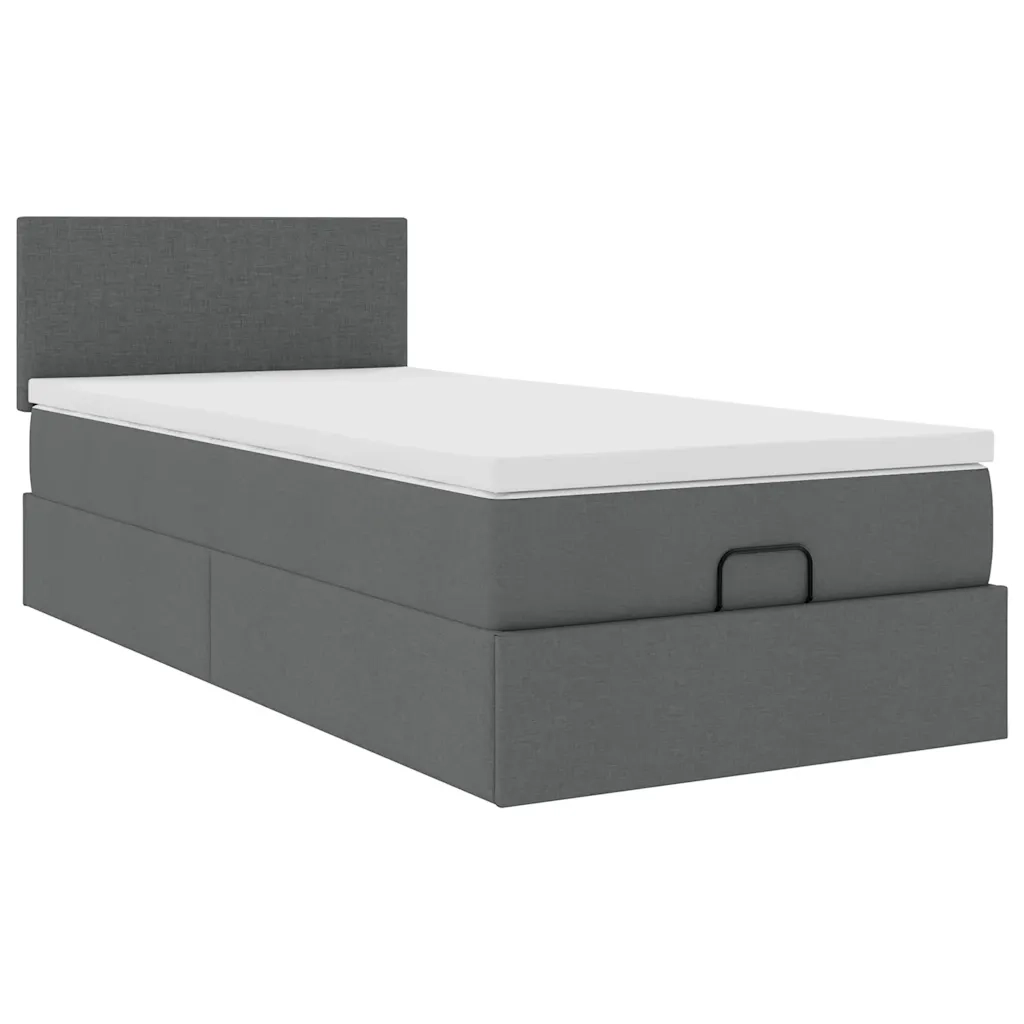 Pouf Letto con Materasso Grigio Scuro 90x200 cm in Tessuto 3311346