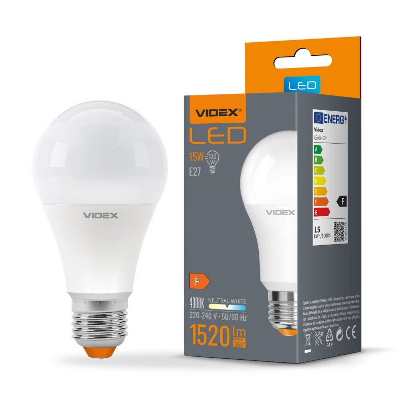 Lampadina LED A65 15W E27 luce neutra 4000K 1520lm Videx