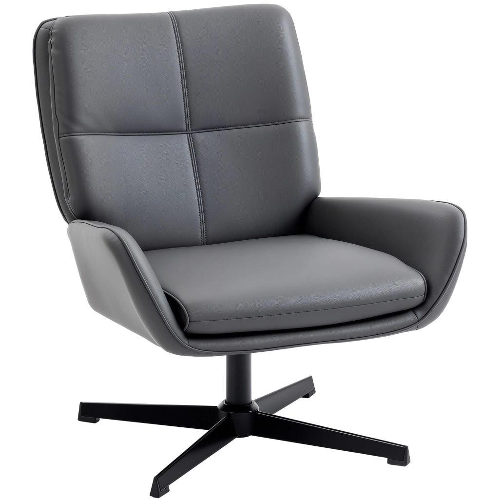 Poltrona in similpelle con braccioli e gambe in metallo ¨C Minimal ¨C Grigio