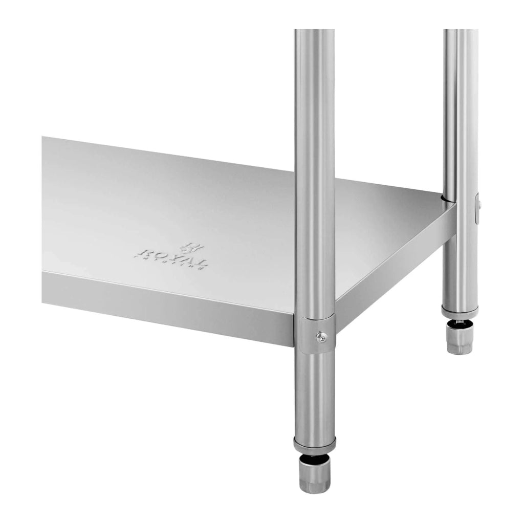 Tavolo da lavoro in acciaio inox con alzatina - 180 x 60 x 16,5 cm - 226 kg - 2 ripiani 14_0007317