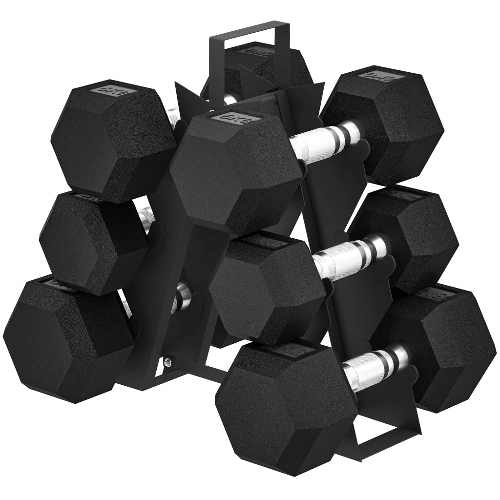 Set Manubri 2x4kg 2x6kg 2x8kg ¨C Xylo ¨C Con Supporto Nero