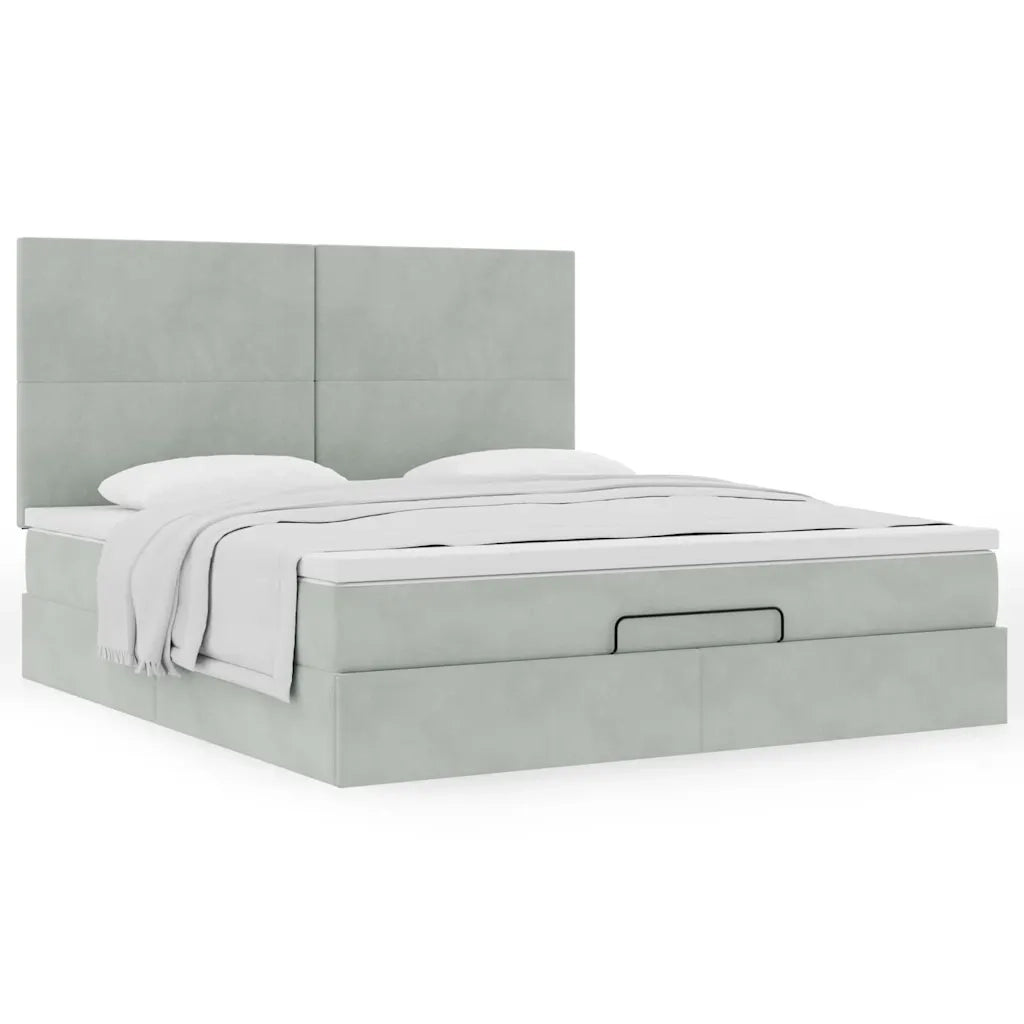 Struttura Letto Pouf con Materassi 160x200 cm in Velluto 3313409