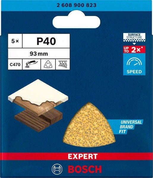 2608900823 - Set 5 Fogli Abrasivi C470 , P40 , EXPERT for LEGNO+VERNICE , 93mm