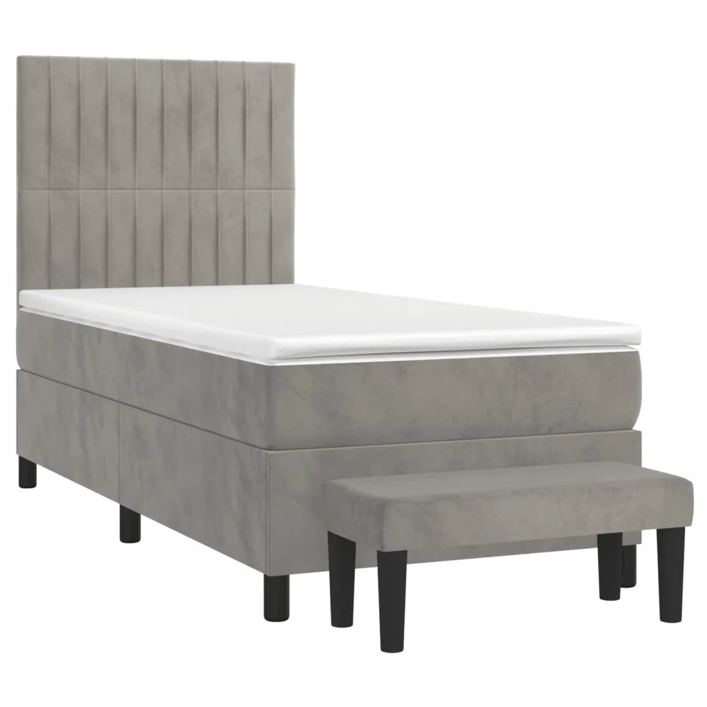 Giroletto a Molle con Materasso Grigio Chiaro 100x200cm Velluto 3137947