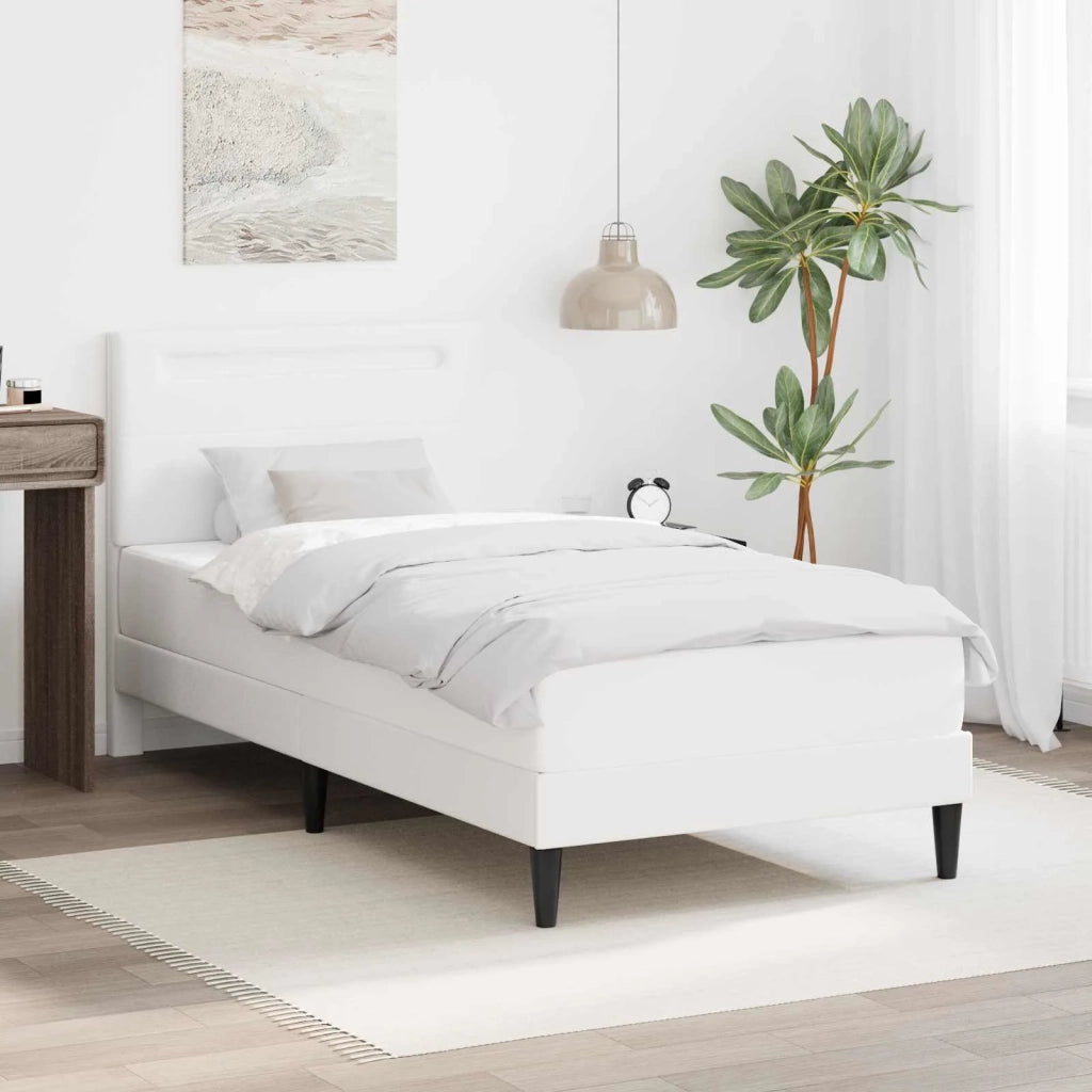 Letto singolo | Letto per adulti | Struttura del letto con testiera Bianco 100 x 200 cm Similpelle