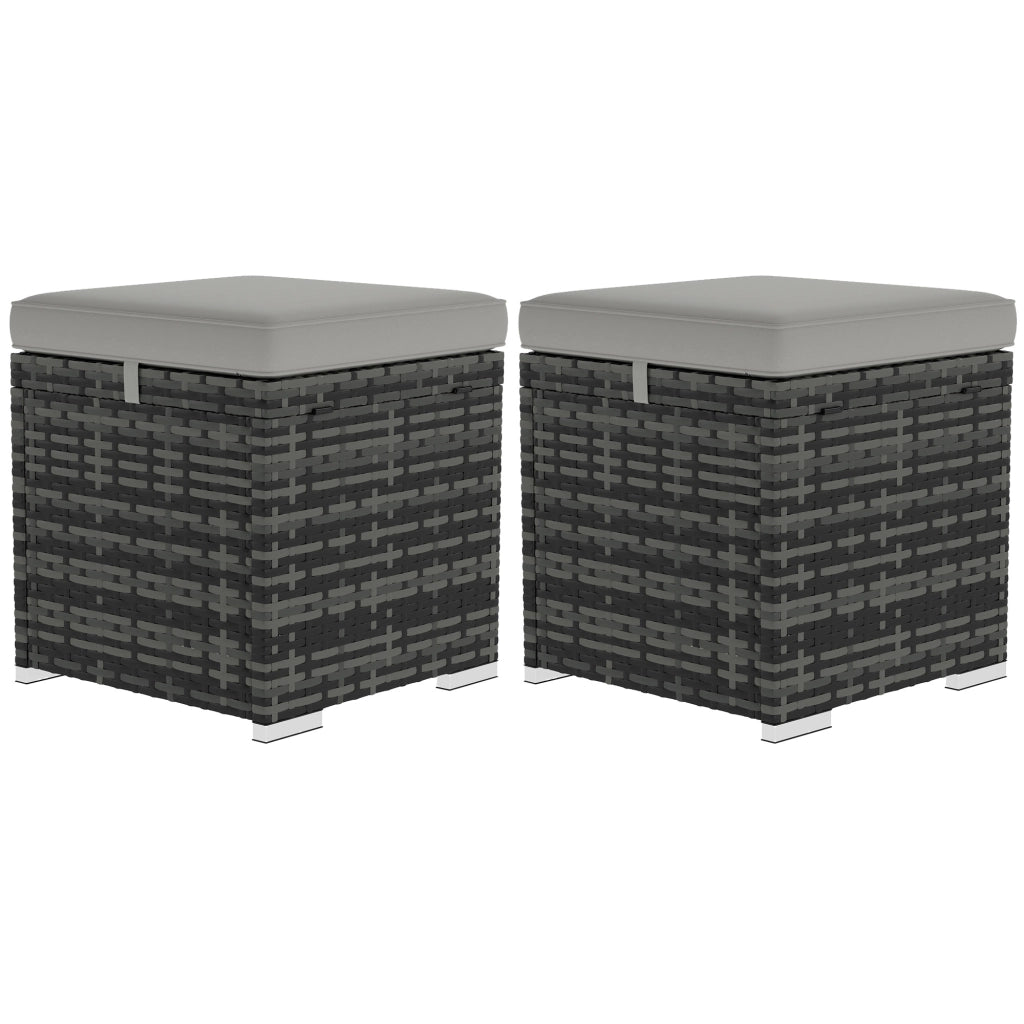 Sgabelli con cuscini e spazio di riporo ¨C Minimal ¨C 40x40x41 cm grigio chiaro in polyrattan