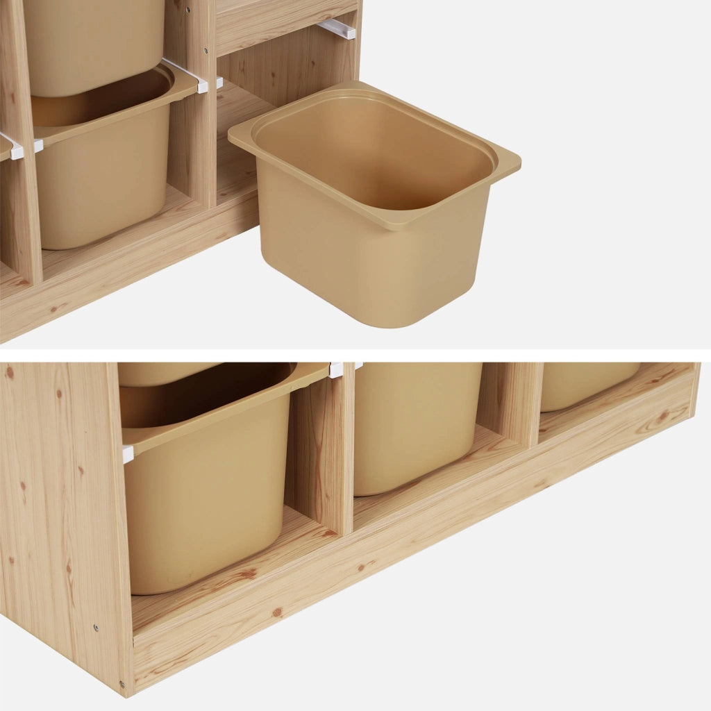 Mobile contenitore per bambini a scala con 6 contenitori, beige