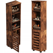 Mobiletto da bagno stretto, marrone scuro, stile rustico