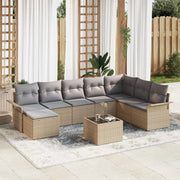 Set Divano da Giardino con cuscino 9 pcs Beige polyrattan 3345490