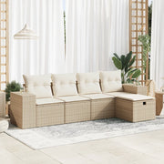 Set Divano da Giardino 5 pz con Cuscini Beige in Polyrattan 3325664