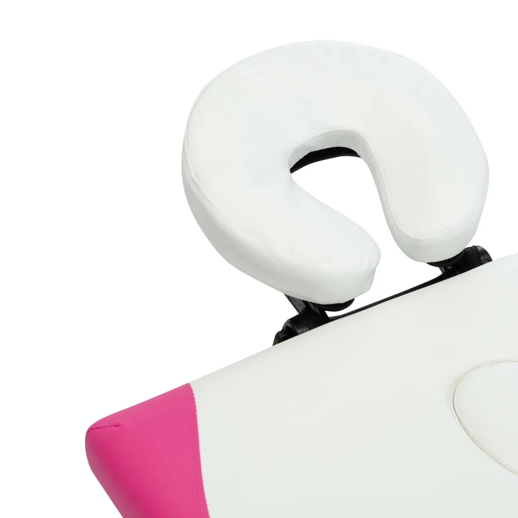 Lettino Massaggio Pieghevole 4 Zone in Alluminio Bianco e Rosa 110250