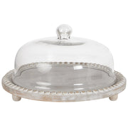 Alzata per torte con coperchio in legno di mango chiaro 29 x 29 x 16 cm Vassoio decorativo per torte Cupola pasticceria