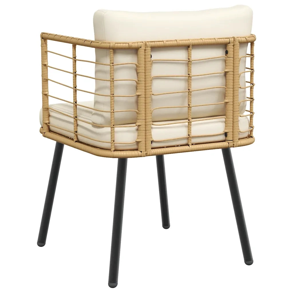 Sedia da Giardino con Cuscini Naturale in Polyrattan 4108260