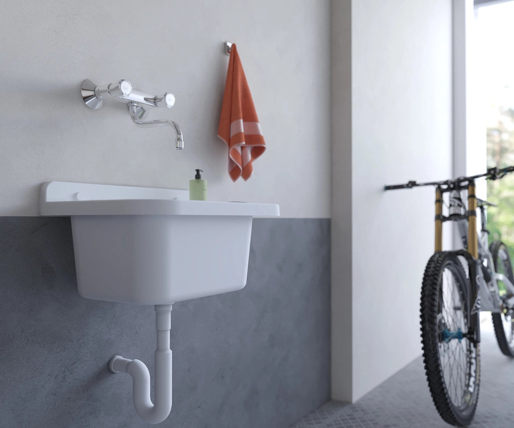 White Sink 60x34x21 cm - Durable and Compact Basin for Outdoors, Perfect for Gardens and Outdoor Spaces