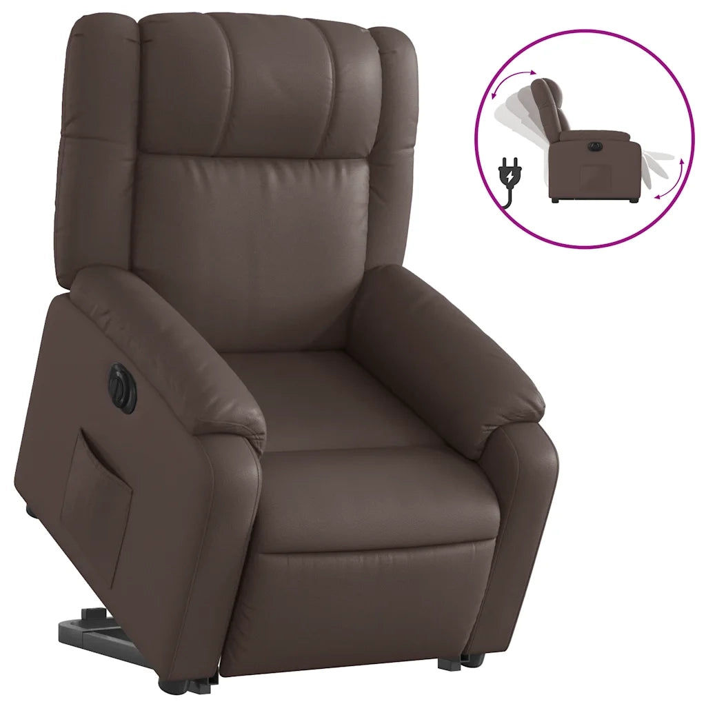 Poltrona Alzapersona Reclinabile Marrone in Similpelle 3205166