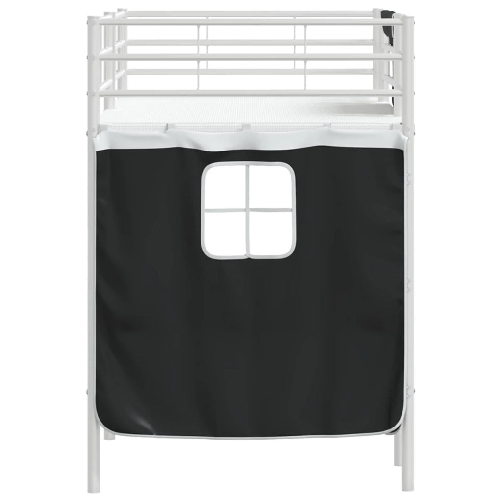 Struttura del Letto Loft per Bambini con Tendine-Giroletto per bambini Bianco e Nero 117516