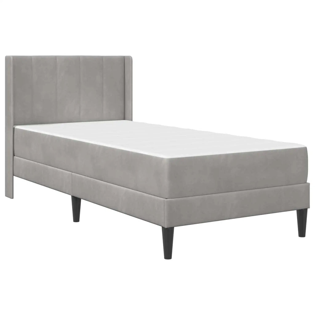 Struttura letto con materasso-Giroletto Grigio Chiaro 90 x 190 cm Velluto 388432
