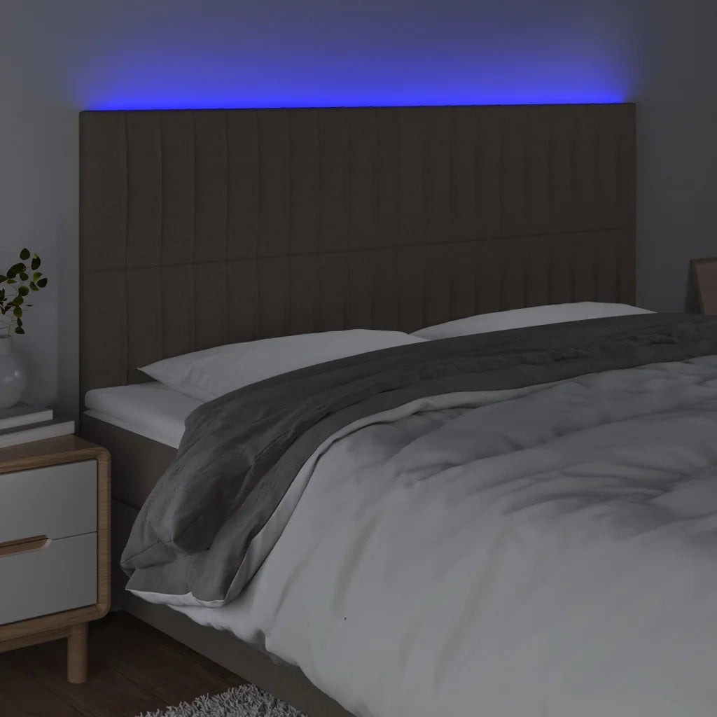 Testiera | Testata a LED tortora 200x5x118/128cm in Tessuto