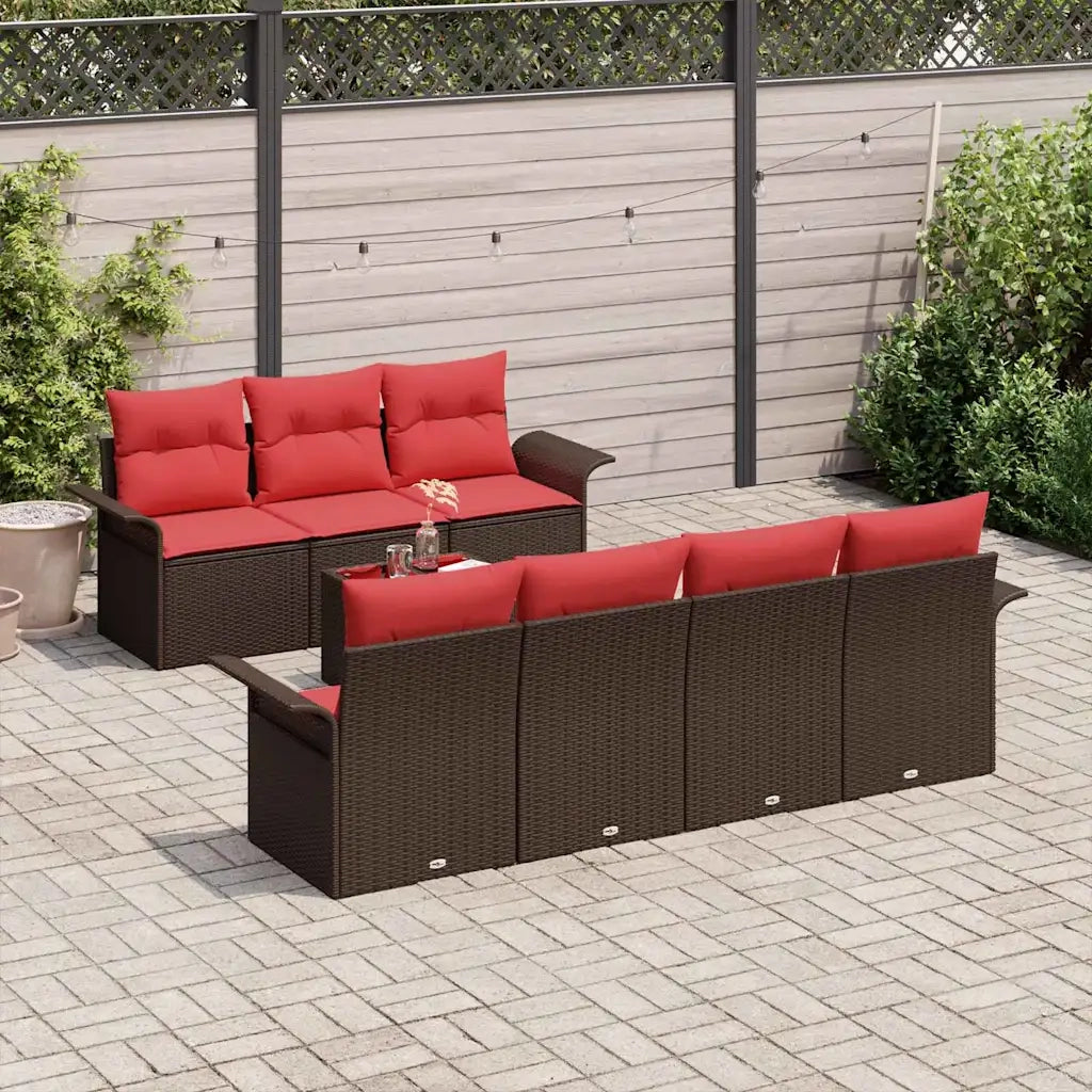 Set Divano da Giardino con cuscino 8 pcs Marrone polyrattan 3345274