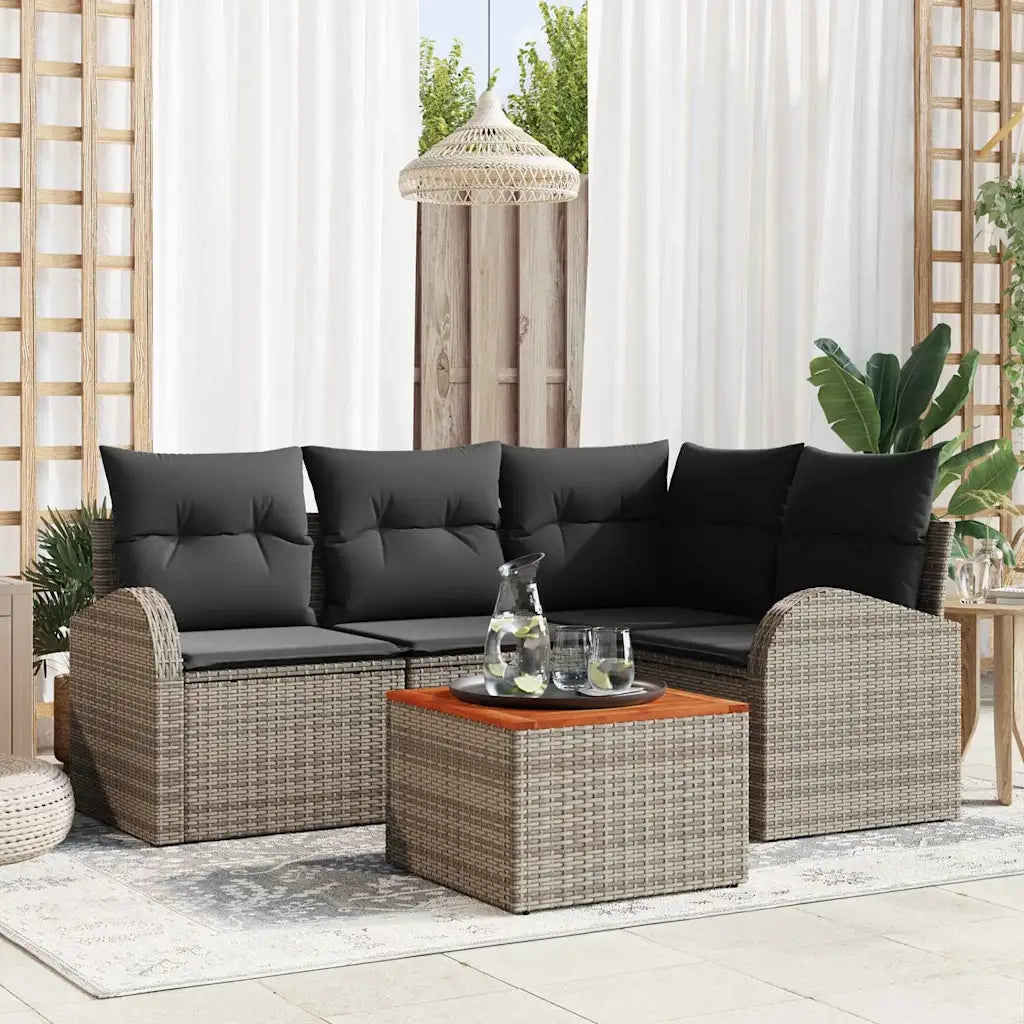 Set Divano da Giardino 5 pcs Grigio polyrattan 3356242