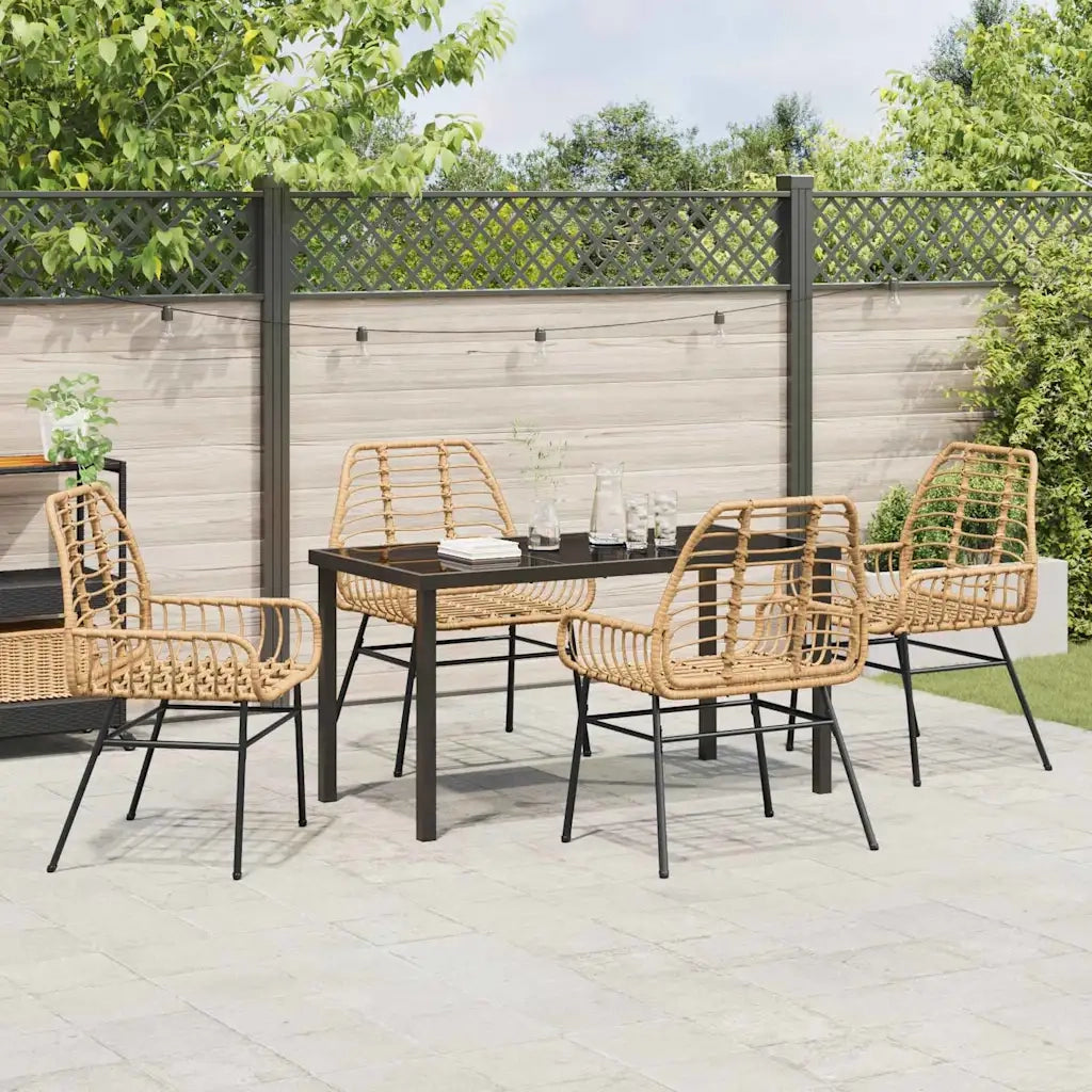 Set da Pranzo per Giardino 5 pcs Marrone polyrattan