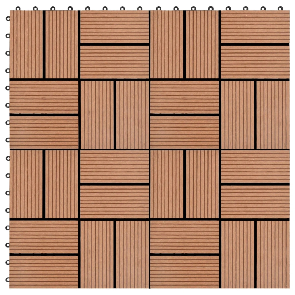 Piastrella per Decking 22 pz Marrone 30 x 30 cm WPC CFW8220114
