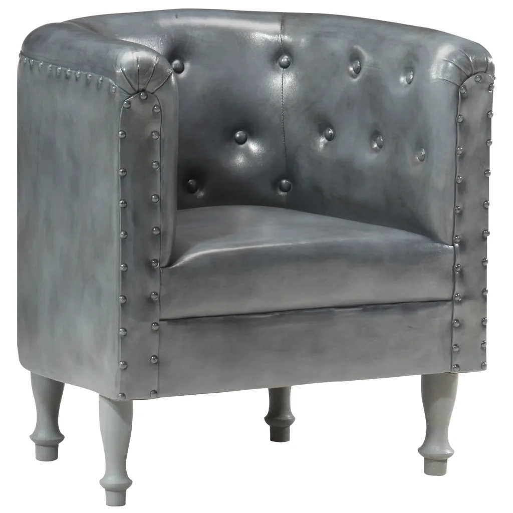 Poltrona Cabriolet Grigia in Vera Pelle 286594