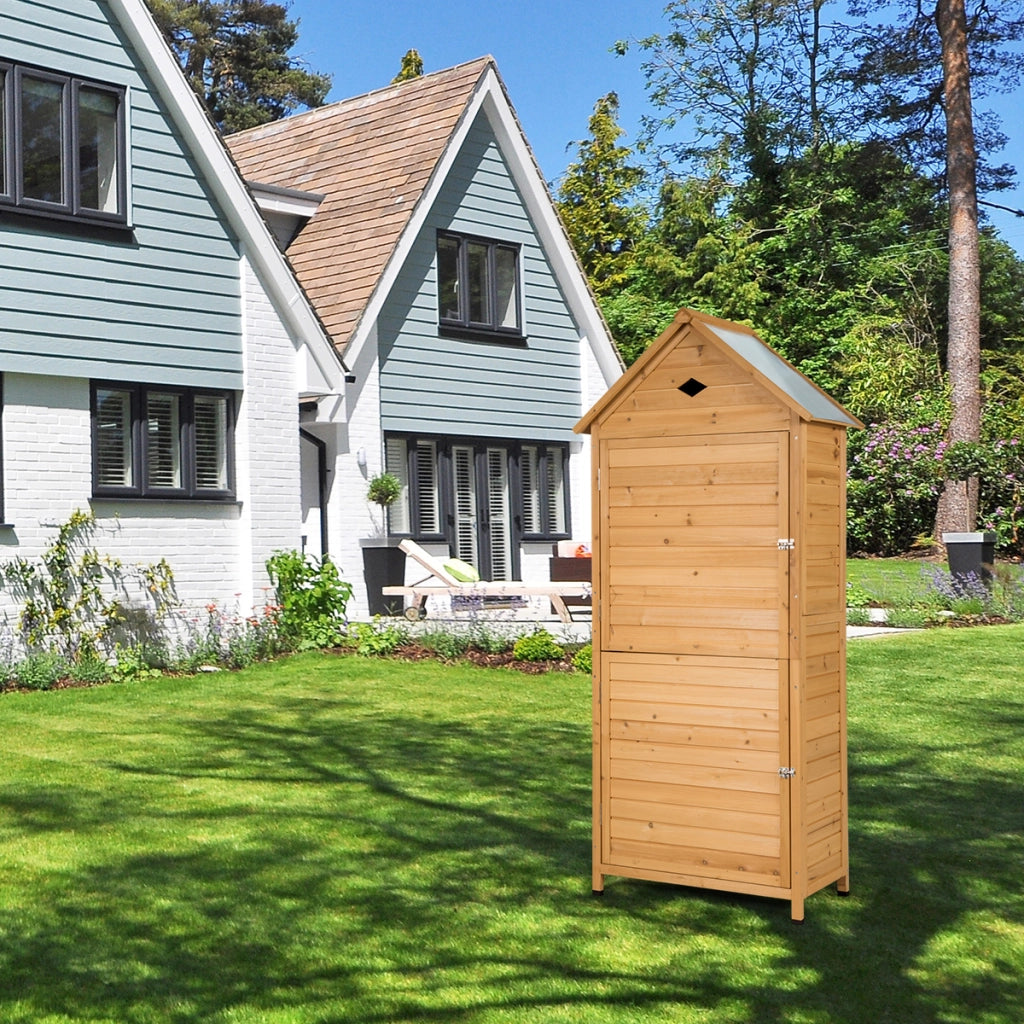 Armadio da esterno per attrezzi in legno, Casetta da giardino 80x45x177cm