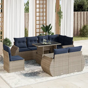 Set Divano da Giardino 9pz con Cuscini Grigio Polyrattan Acacia 3326662