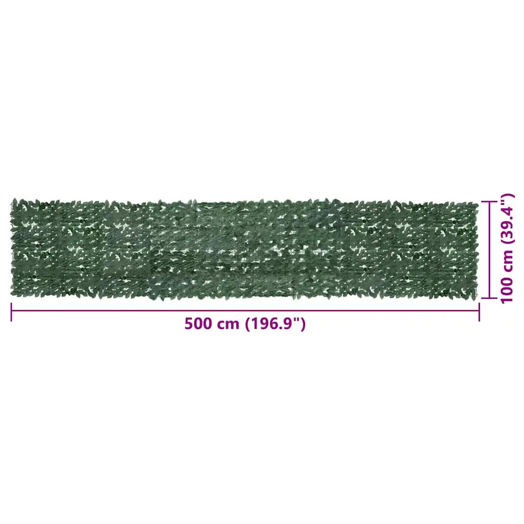 Paravento da Balcone-Divisorio con Foglie Verde Scuro 500x100 cm