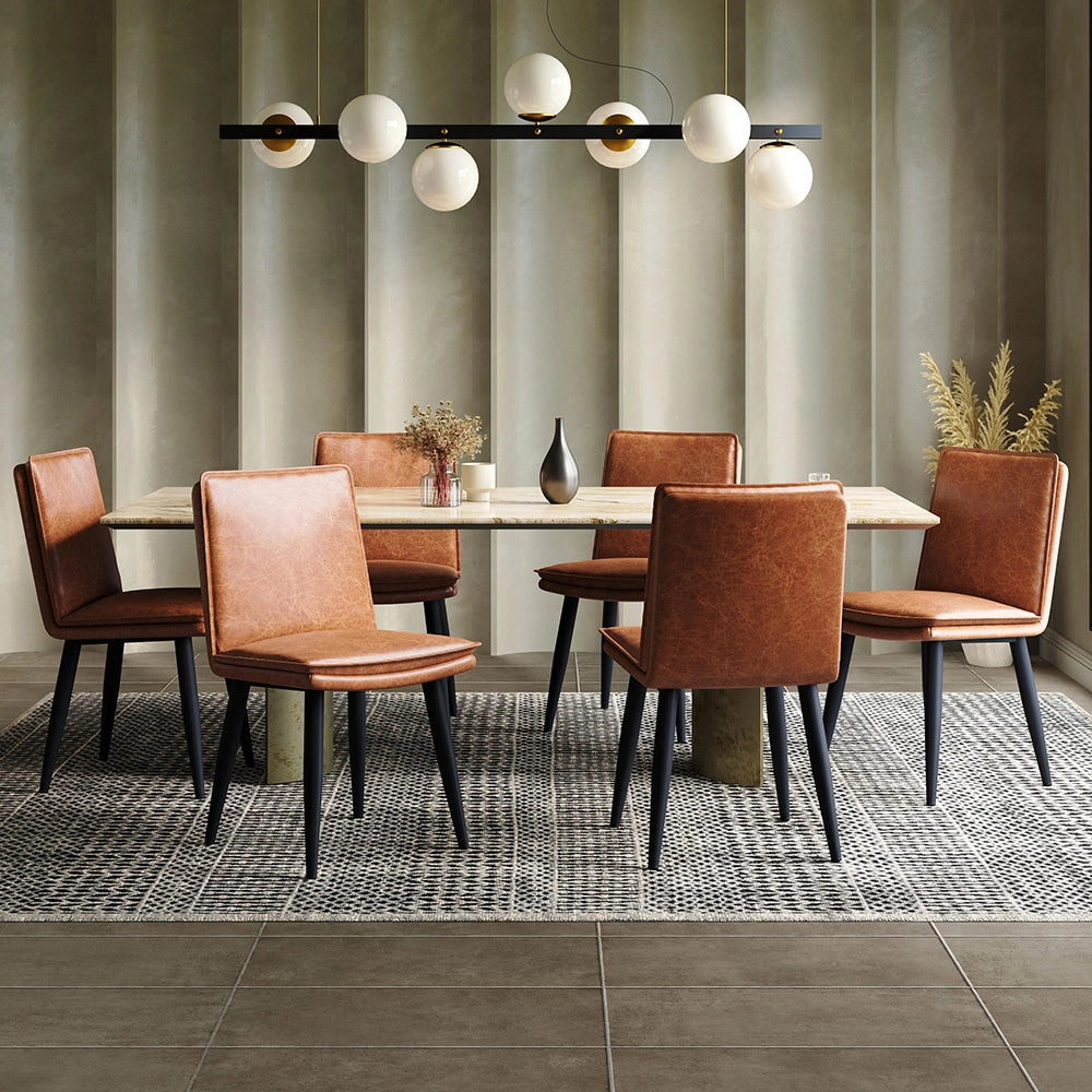 Set 4 sedie da pranzo - Xylo - PU marrone con doppio cuscino