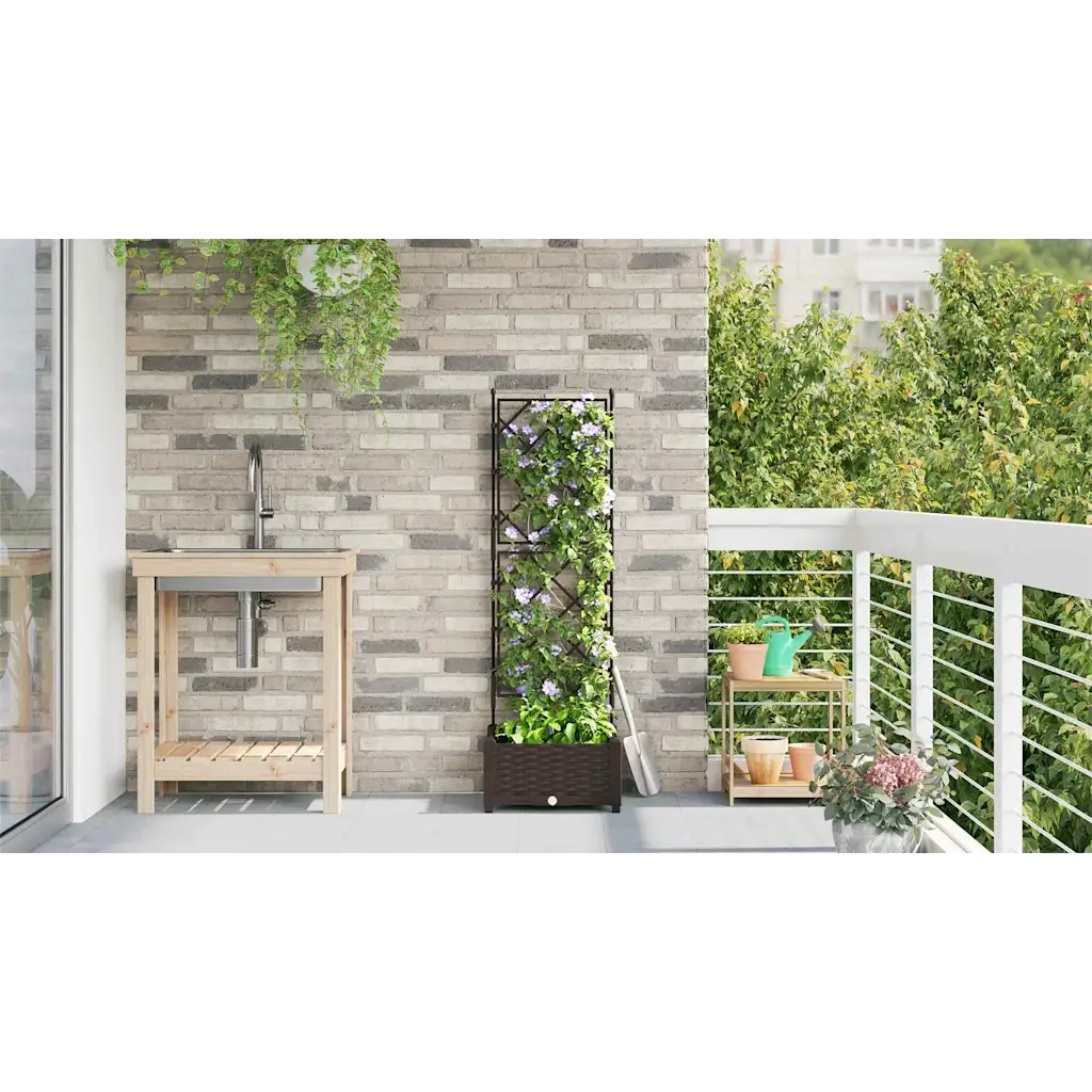 Vaso da giardino Marrone 40 x 40 x 125,5 cm Plastica 42002812