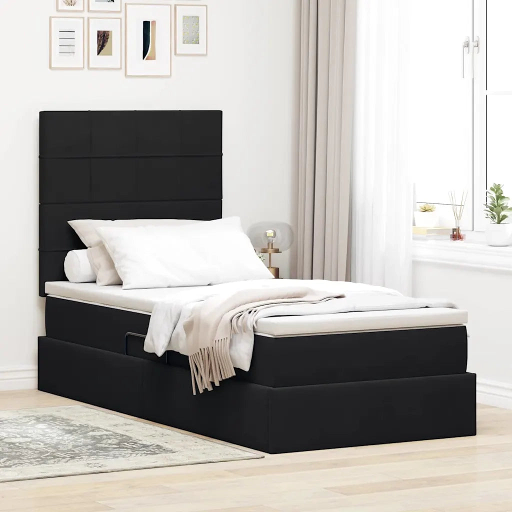 Letto con contenitore e LED con led Nero 90 x 190 cm Velluto 3372635