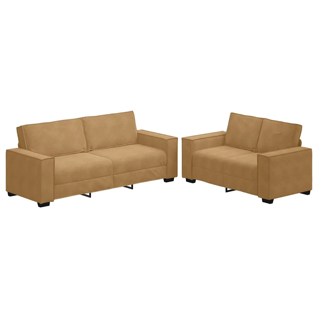 Set di Divani 2 pz con Cuscini Marrone in Velluto 3324707