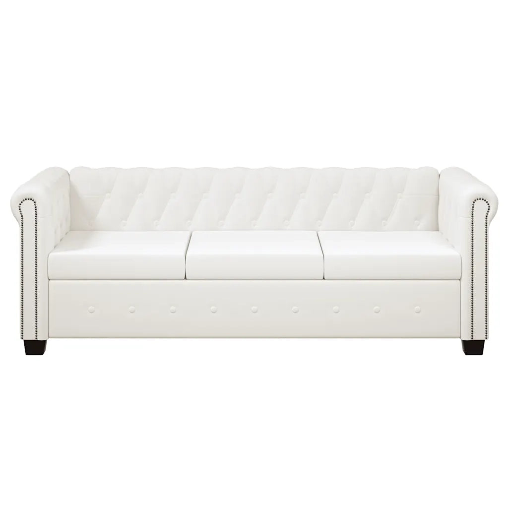 Divani Chesterfield a 2 Posti e a 3 Posti in Similpelle Bianco