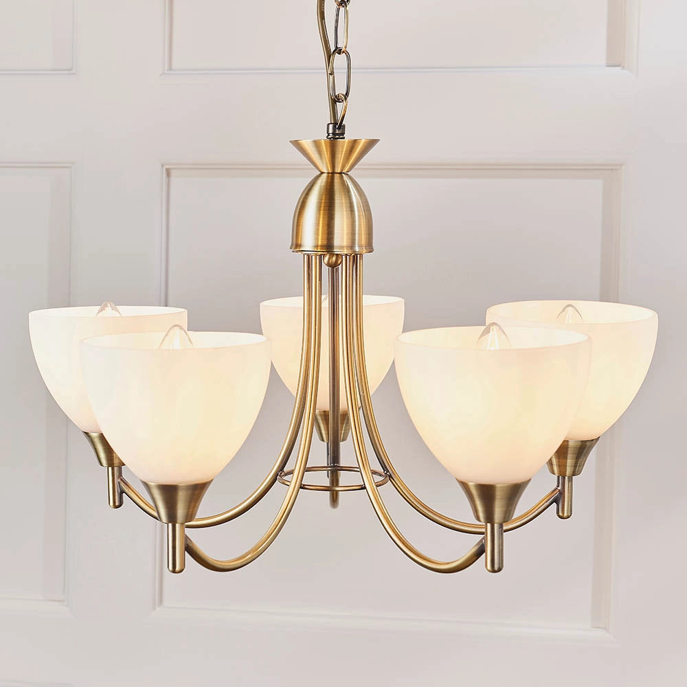 Lampadario classico ottone anticato 5 luci E14 Alton