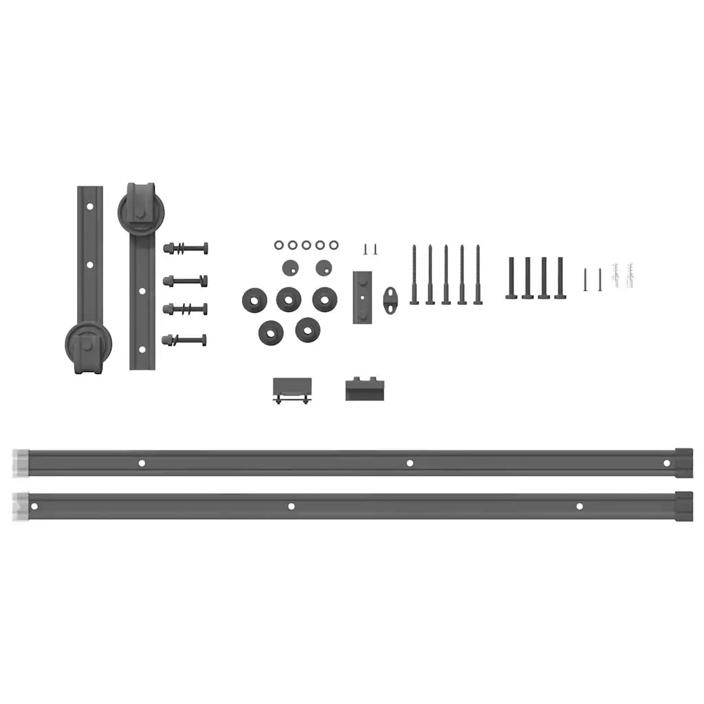 Kit di Binari per Porte Scorrevoli 183 cm Acciaio Nero 4009748