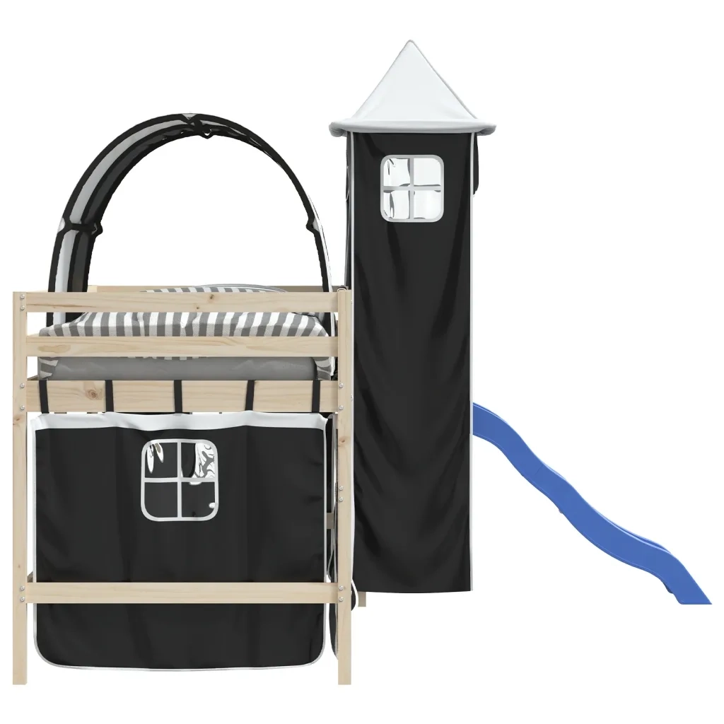 Tende per Letto a Soppalco con Tunnel e Torre Bianco e Nero CFW2552030
