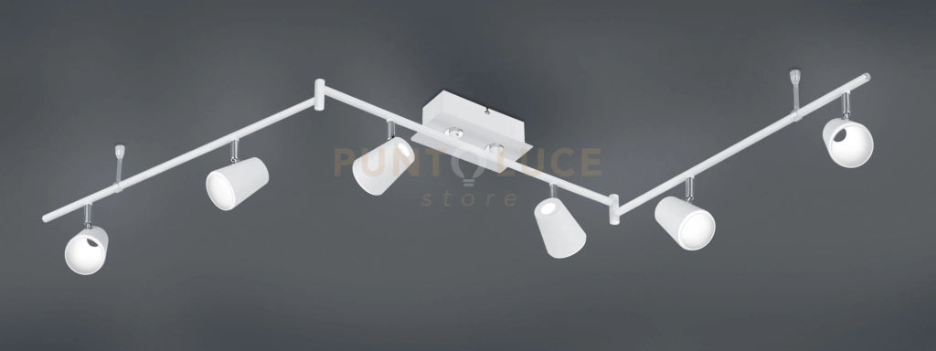 NARCOS BARRA 6 SPOTS 13W 1200lm, 3000K  BIANCA CON DIFFUSORE CONICO FORO L. 177CM