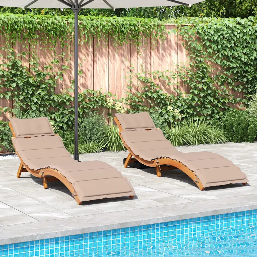 Lettini Prendisole con Cuscini 2 pz Legno Massello di Acacia 3214836