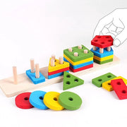 Set di riconoscimento di forme in legno per bambini Montessori
