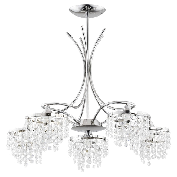 Lampadario cristallo KALIOPA 5 luci E14 cromato Alfa